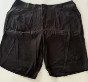 Autograph Black Linen Blend Shorts Size 20 Pleated Front Zip Close Plus Size New