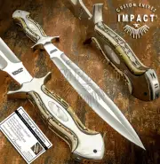 IMPACT CUTLERY RARE CUSTOM D2 FULL TANG ART DAGGER KNIFE STAG ANTLER