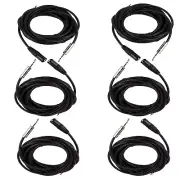 6Pcs 15ft XLR 3-Pin Male Cable to 6.35mm 1/4" Stereo Shielded Audio DJs Cables