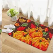 Pumpkin Patch Thanksgiving DIY Latch Hook Kit - Fun & Easy Crochet Yarn Rug for