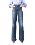 Maje Studded Wide Leg Jeans in Blue