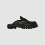 Aqua College Women's Black Fever Slip-on Penny Loafer Mule Flats Shoe Size 7M