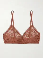 [Eres] Eres - Marguerite Espiegle Stretch-corded Lace Soft-cup Triangle Bra - Brown - 75C 75C Brown