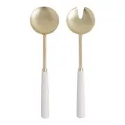 Amalfi Salad Servers Set of 2 Marble and Stainless Steel Serving Spoon and Fork