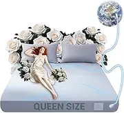 Grounding Sheets Queen, 95% Organic Cotton + 5% Silver Fiber, Grounding Sheets Can Improve Sleep and Sub-Health, Anti-Static Grounding Well Bed Sheets with 15 ft Gounding Wire(Gray,60"x80"x13")