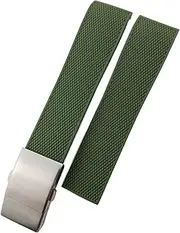 RAYESS 19mm 20mm 21mm Rubber Silicone Watch Strap Waterproof Watchband for Longines Master Conquest HydroConquest L3 Black Accessories (Color : Green Upgrade Clasp, Size : 19MM)