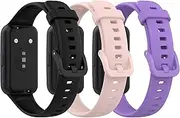 [TenCloud] 3-Pack Bands for Huawei Band 7 Smartwatch Waterproof Replacement Band Strap for Huawei Fitness Tracker Band 7 (Black+Pink+Purple)