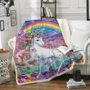 Soft Blanket Unicorn Plush Sofa Couch Single Double Size Sherpa Throw Bedding AU