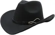 [ZJSCNBE] Wide Brim Felt Jazz Hat Gentleman Western Cowboy Cowgirl Trilby Hats Sombrero Hombre with Leather Decorated for Men Women
