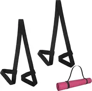 2 PCS Yoga Mat Strap, Yoga Mat Carry Strap, Yoga Mat Strap Carry, Yoga Mat Holder Multifunctional Yoga Mat Strap Easy to Carry Adjustable Ring for All Mat Sizes - Black Color, Black, One Size