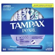 Tampax Pearl Light Tampons Plastic Applicator Unscented 200 Count
