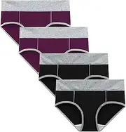 [SHACE] 4 Pack Women Briefs Underwear, Women'S No Show Underwear Soft Panties Stretch Hipster Underwears Regular & Plus Size Underwear For Women Panties Women Underwear Seamless (Black,Purple,XXXXXL