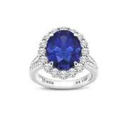 Meera Laboratory Grown Ceylon Sapphire Ring with 1/2ct of Laboratory Grown Diamonds in 9kt White Gold