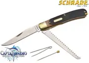 SCHRADE OLD TIMER BUZZSAW TRAPPER FOLDING POCKET KNIFE SAWCUT DELRIN HANDLE 97OT