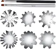 Baluue 8pcs French Manicure Molding Stencils for Nail Art Easy to Clean Nail Cutter Templates with Brush and Home Use