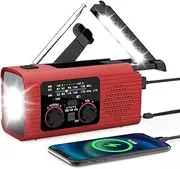 Solar Power Hand Crank Radio, AM/FM/NOAA Hand Crank Radio Battery Powered, Radio Flashlight 3 Way Charging SOS Alarm Radio Power Bank for Travel Long Road Trips