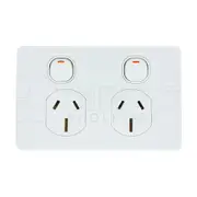Clipsal Classic C2000 Series Double Powerpoint 15Amp Horizontal Twin Switch Socket Outlet White - C2025/15-WE