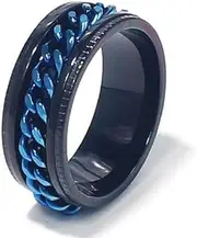[Generic] Ring for Men Ring Stainless Steel Rings Men Chain for Spinning Anxiety Ring