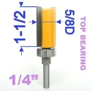 1 pc 1/4" Shank 5/8" Diameter 1-1/2" Blade Top Bearing Pattern Trim Router Bit S