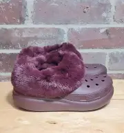 New Crocs Unisex Classic Furever Crush Lined Clog Dark Cherry Sz M5/W7 Womens 7