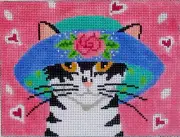 Cat in a Hat Hand Painted Needlepoint Canvas
