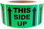 This Side Up Printed Label 50.8x76.2mm Freight Shipping 2x3 inch Green Adhesive Stickers for Applying on Cardboard Boxes, Satchels, Pallet Wrap 550 Labels Per Roll