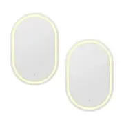 Embellir 2 LED Wall Mirror With Light 50X75CM Bathroom Decor Oval Mirrors Vanity