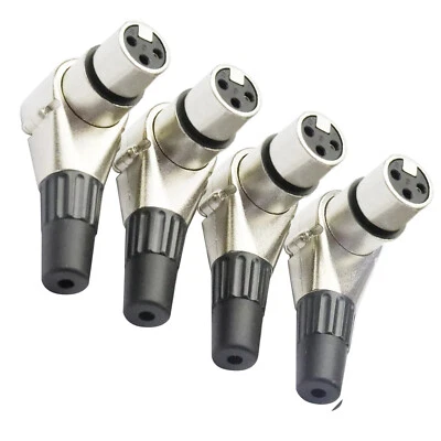 Kit(4) Adjustable 3 Pin XLR Female Right Angle Connector Positions Adapter