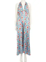 Floral Print Maxi Halter Neck Dress