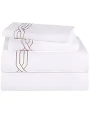 Superior 1200tc Egyptian Cotton Embroidered Geometric Scroll Bed Sheet Set