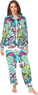 [Joisal] Scary Scarecrow Dark Mens One Piece Pajamas Soft Onesies for Men for Winter, Autumn Small, Fierce Bunny Hold Eggs, Small