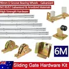 6M Sliding Gate Accessories Hardware Kit Wheel Steel Track Roller Guide Stopper