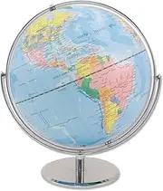 Advantus 30502 12-Inch Globe with Blue Oceans, Silver-Toned Metal Desktop Base,Full-Meridian