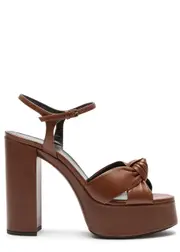 Saint Laurent Bianca 85 Platform Leather Sandals - Brown - 38 (IT38 / UK5) 38 (IT38 / UK5)