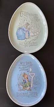Set 2 Beatrix Potter Plates Plastic Pottery Barn Kids Peter Rabbit Easter Spring