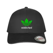 Addicted Flexfit Hat Baseball Fun 420 Marijuana Weed Leaf Dope POT Cannabis Cap
