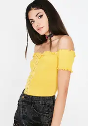 Crossed Lines Lace-Up Top
