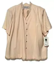 NWT Jessica Howard Petite 2 Piece Skirt Suit Lace Button Jacket Peach Sz 24