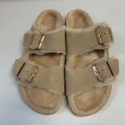 Birkenstock New with Box Arizona Fur Nude Suede Leather Narrow - Select Size