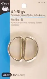 Metal "D" Rings 1-1/4" 4/Pkg Gilt