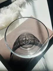 Set of two glass etched bowls with smile design, unique, decorative glassware