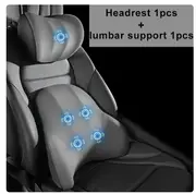Car Electric Single Lumbar Single Headrest Vibration Massage Lumbar Support Neck Pillow lumbar Cushion Car Seat Car interior Set 1 Gray