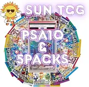 Sun TCG Mystery Pack 5 Booster Packs and 1PSA (10Graded Perfect for Display) Pokemon Card Mythic Edition