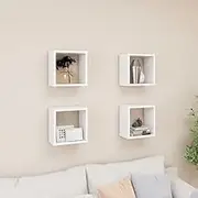 Wall Cube Shelves 4 pcs White 26x15x26 cm,Wall Shelves & ges 7.78KG-807026