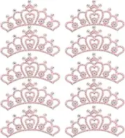 [LIZEALUCKY] Crown Rhinestone Clothes Patches, 10PCS Rhinestones Cloth Applique, Crown Shaped Patches Clothes Accessories for Clothing Repair Dress Shoes Garment Decoration DIY (8.8 * 4.5cm Pink Flower Crown)