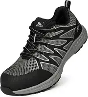 [KAM-LITE] Composite Toe Safety Shoes for Men Women, Lightweight Breathable Work Sneakers, Slip Resistant, Anti-Static, Puncture Proof, Shock Absorbing for Industrial Warehouse