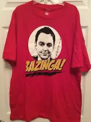 The Big Band Theory TV Show BAZINGA Red T-Shirt New Size Large
