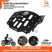 CNC ALUMINIUM BLACK REAR LUGGAGE RACK FIT ROYAL ENFIELD INT650 INTERCEPTOR 650