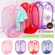 1/2pcs Laundry Basket Bin Storage Washing Bag Mesh Collapsible Foldable Hamper