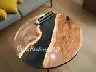 Black Walnut and Black Epoxy River Table - Versatile Center, Side Table Top Gift